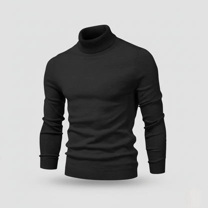 Classic Men Solid Turtleneck -  Warm Layering Basic Knit Sweater