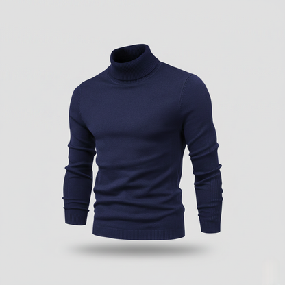 Classic Men Solid Turtleneck -  Warm Layering Basic Knit Sweater