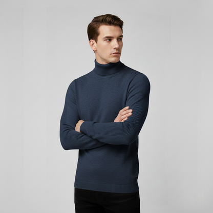 Classic Men Solid Turtleneck -  Warm Layering Basic Knit Sweater