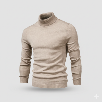 Classic Men Solid Turtleneck -  Warm Layering Basic Knit Sweater
